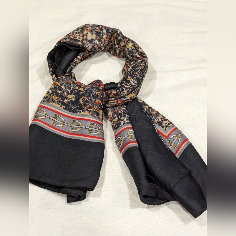 COPY - Large square scarf.  Unknown material.   Very soft and satin feel